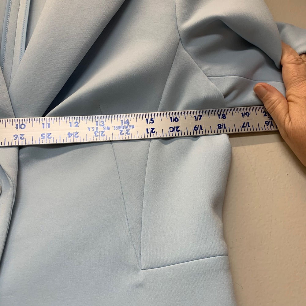 Calvin Klein Skirt Suit Set Womens 12 Light Blue Good Peplum Blazer Pencil Skirt - Picture 6 of 12